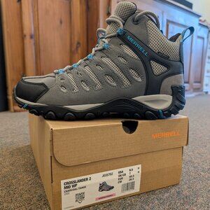 Merrell Crosslander 2 Mid Waterproof Hiking Boots Size 9.5 in Charcoal/Tahoe